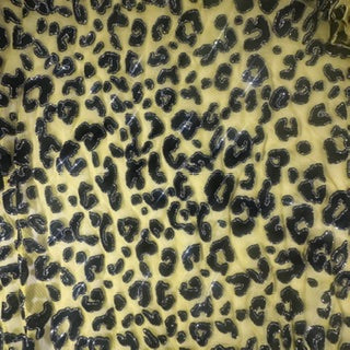 Leopard Flocking Stretch Power Mesh Fabric | 55" Cuttable | Spandex Palace Yellow