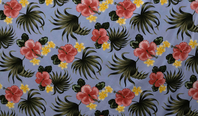 Hibiscus Plumerias Palm & Elephant Ear leaves Fabric | Upholstery