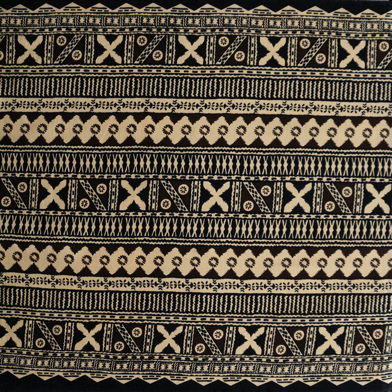 Traditional Polynesian Geometric design Fabric | Cotton Light Barkcloth | Spandex Palace