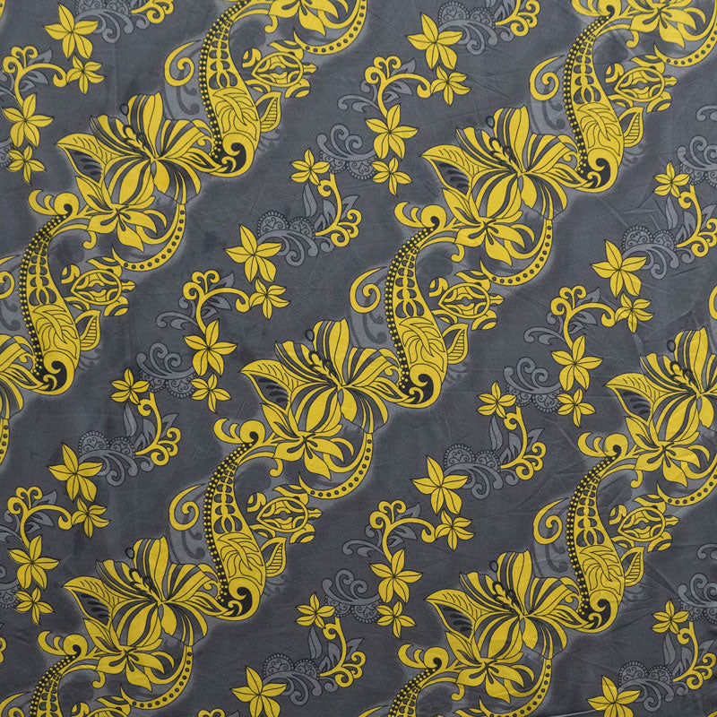 Diagonal Hibiscus Plumeria Sea Turtle Swirl Design Peachskin Fabric| Islands Fabric