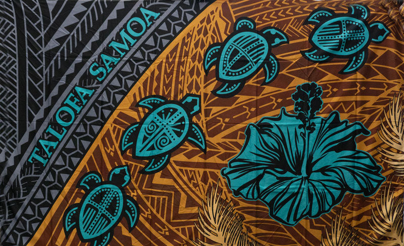 Talofa Samoa Sea Turtles Hibiscus Sarong
