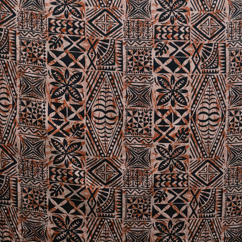 Traditional Tongan Geometric Design Fabric | Peachskin  |  Spandex Palace
