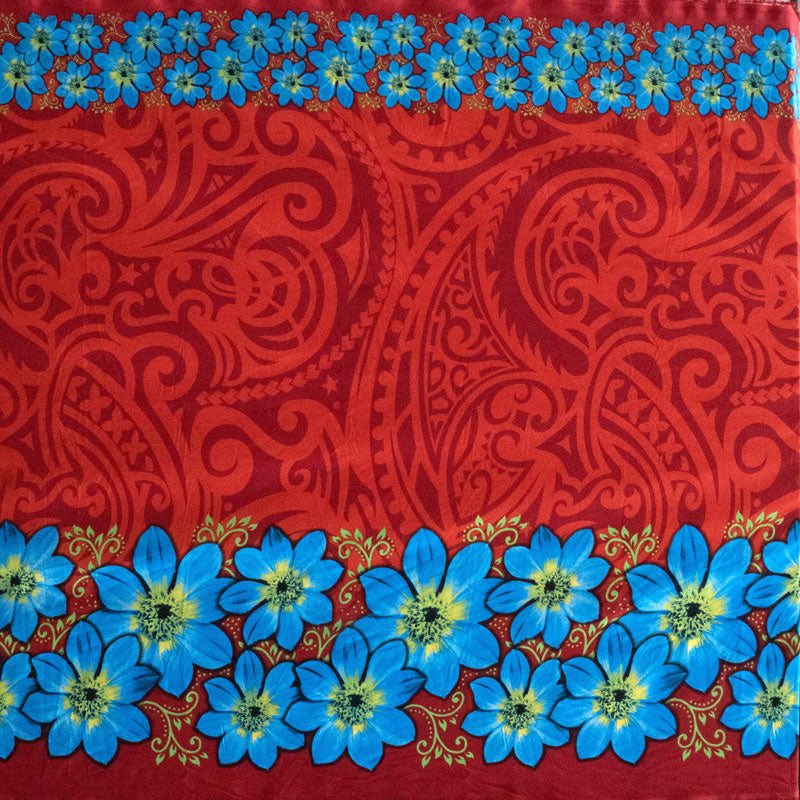 Traditional Polynesian Tattoo Daisy Double Border Fabric | Polyester  |  Spandex Palace