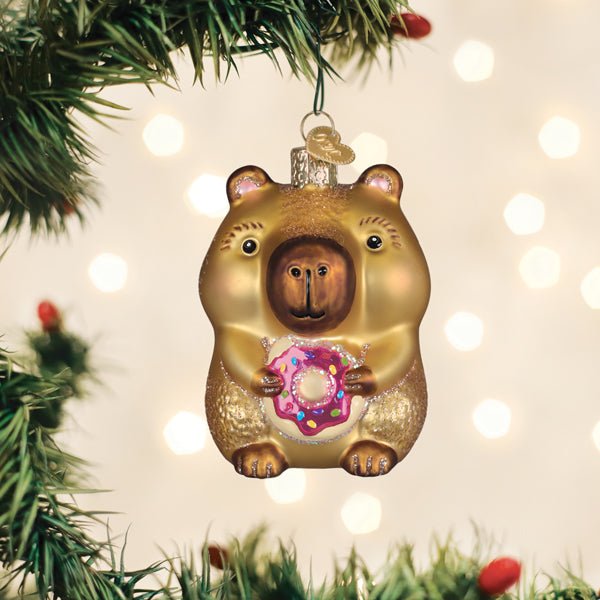 Capybara Eating Donut Ornament - Spandex PalaceOld World Christmas