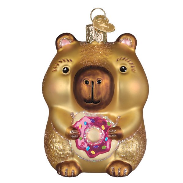 Capybara Eating Donut Ornament - Spandex PalaceOld World Christmas