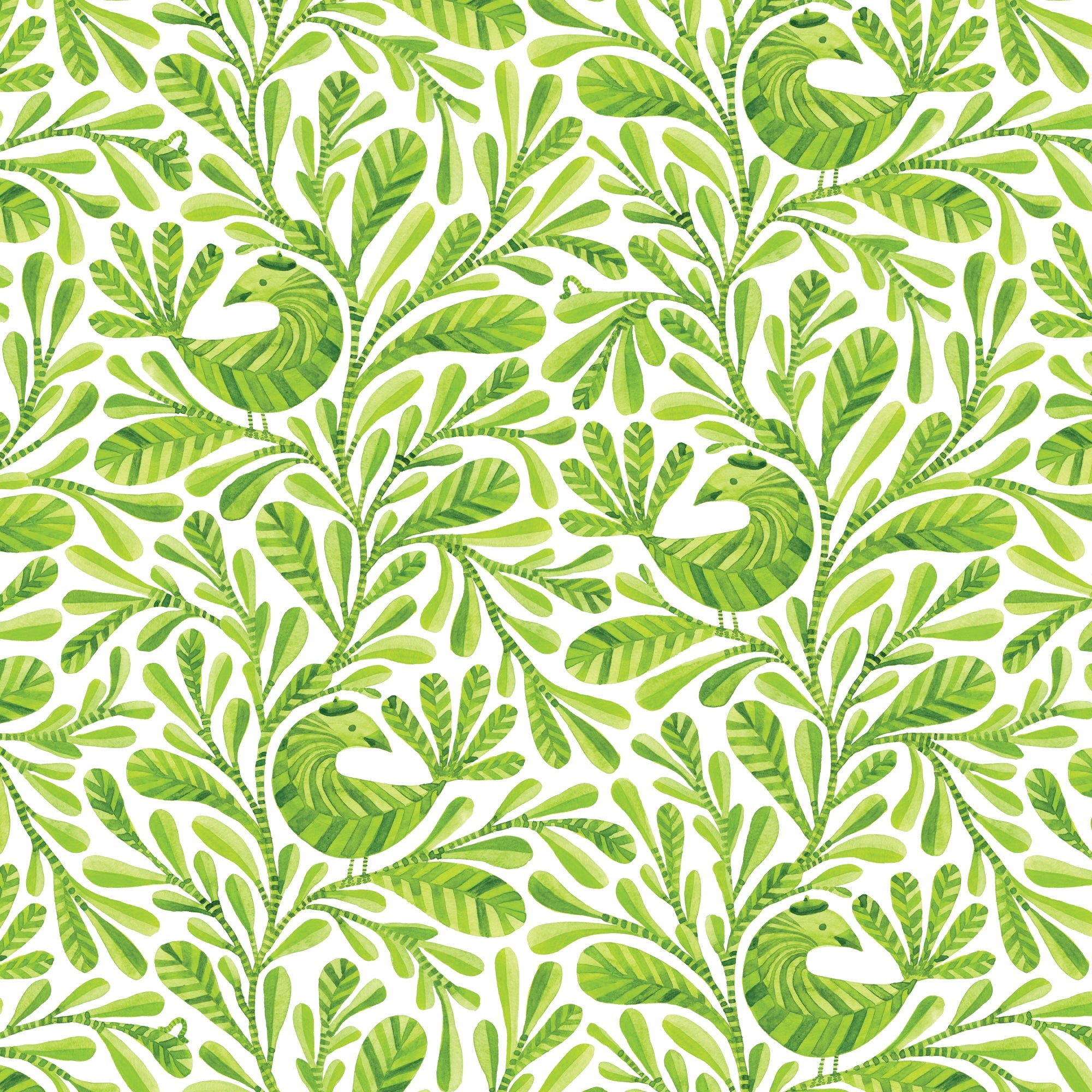 Grass Margot Birds and Branches Cotton 44”/45” Fabric Per Yard