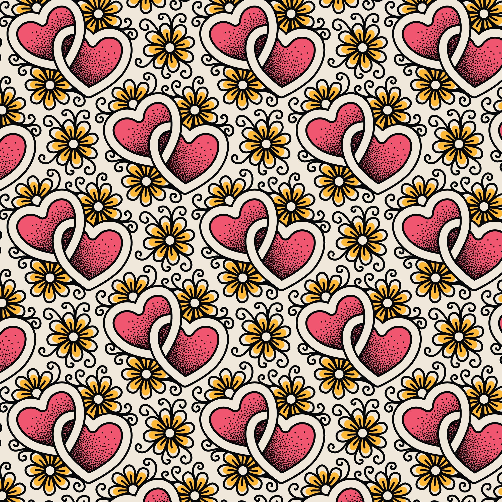 Joined Hearts Love Ink 3385 Cotton 44/45 Fabric Per Yard