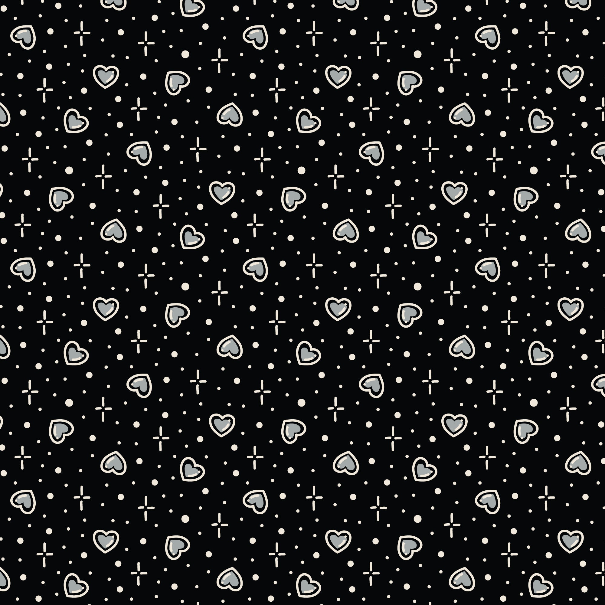 Black Hearts Love Ink 3388 Cotton 44/45 Fabric Per Yard