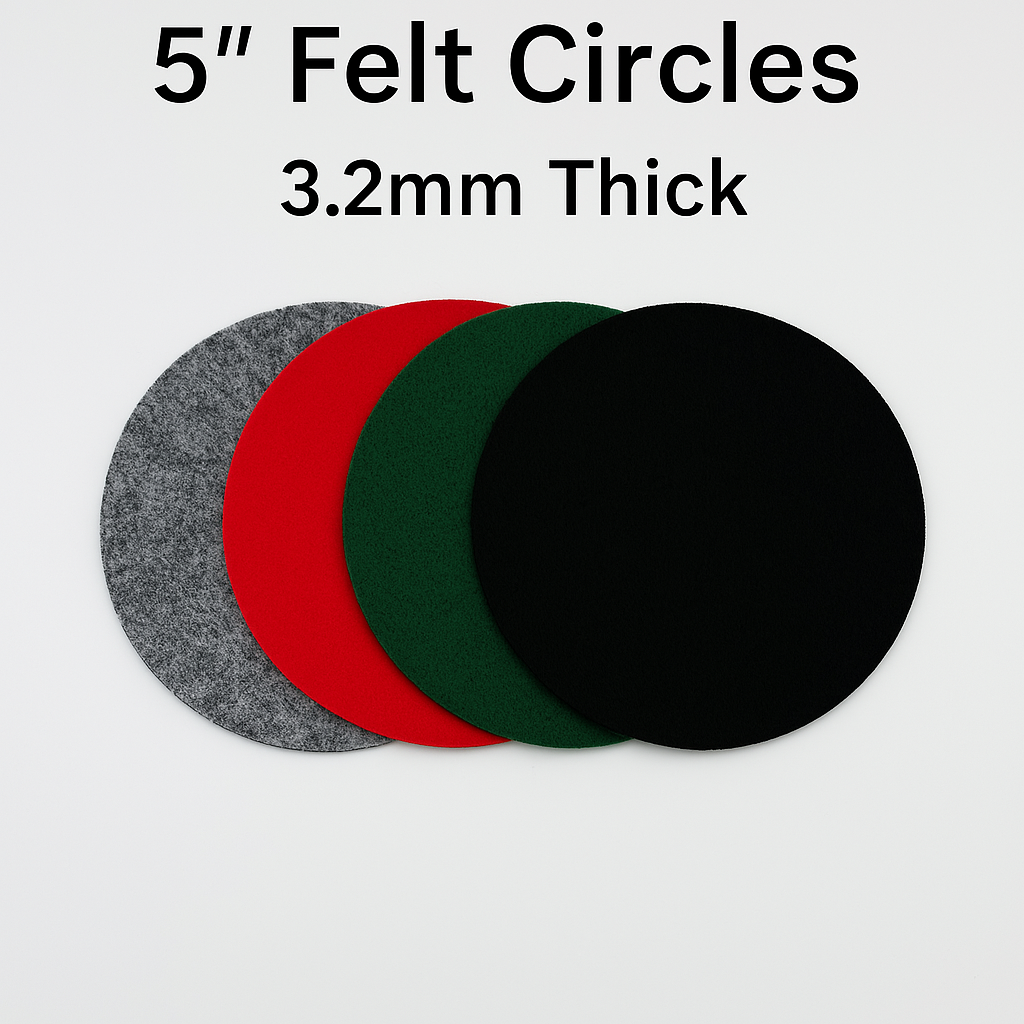 5 inch Thick Acrylic Felt Circles 3.2mm pack of 5 multi color
