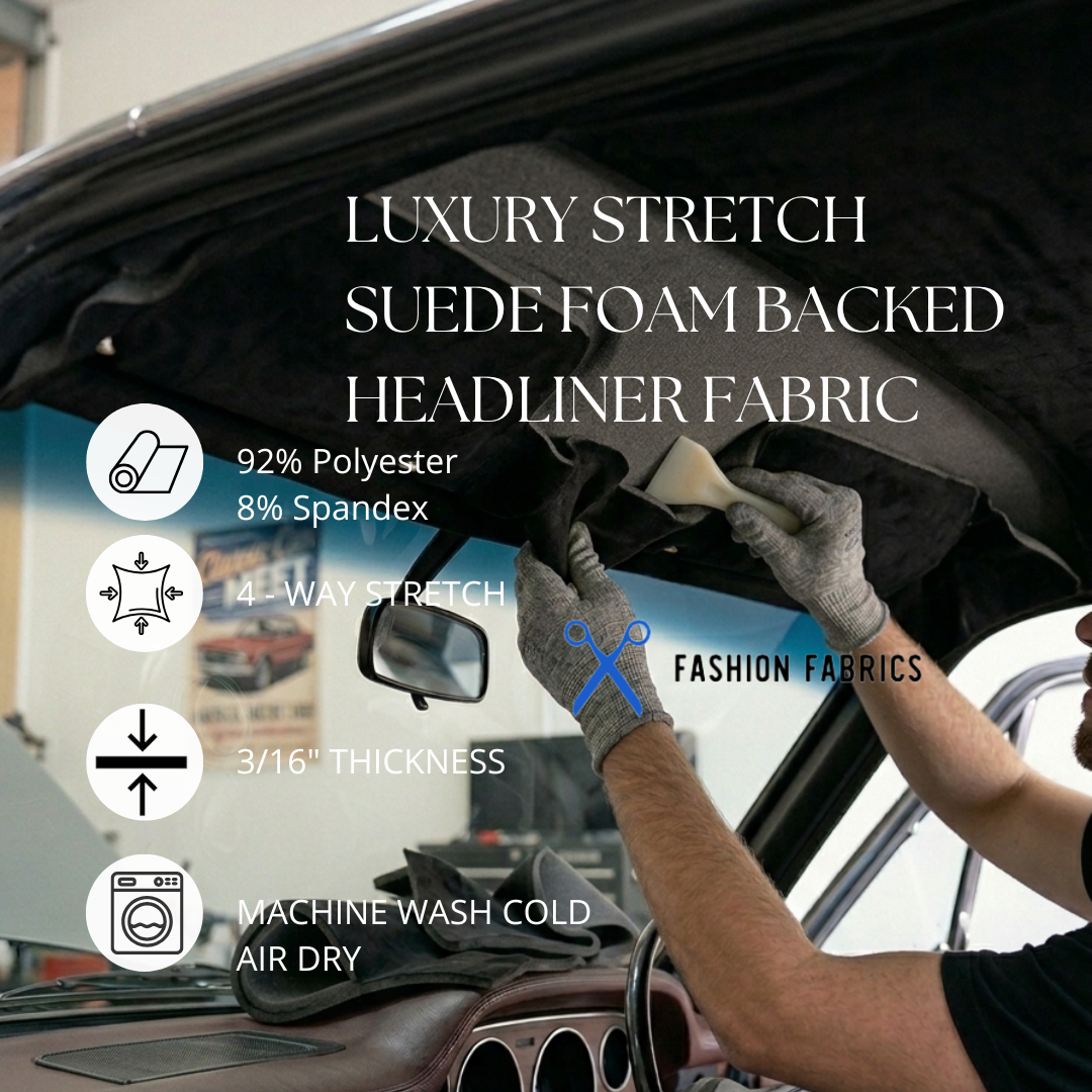 Luxury Stretch Suede Foam Backed Headliner Fabric