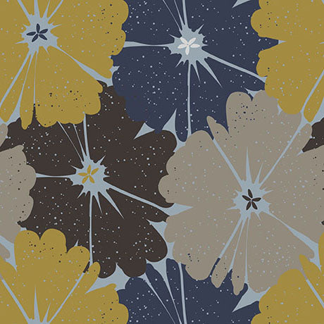 Gold Modern Refinement Packed Contemporary Floral Cotton 43"/44" Fabric Per Yard