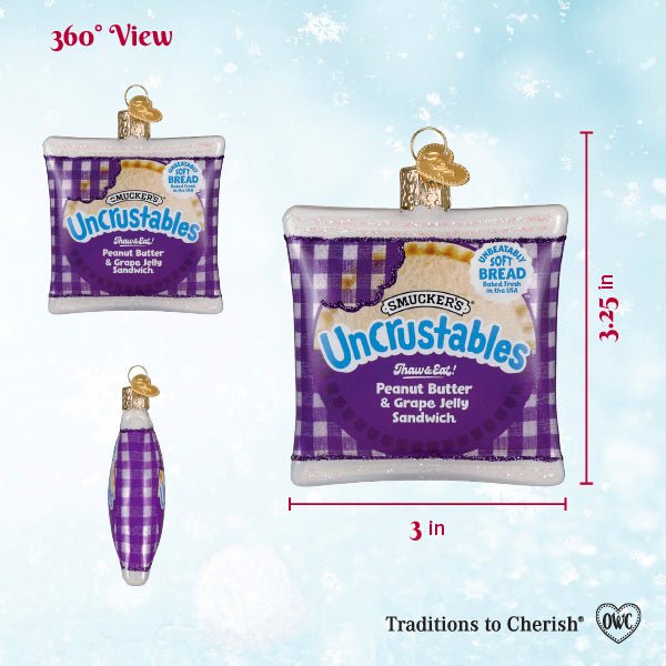 PB & Grape Uncrustables Sandwich Ornament - Spandex PalaceOld World Christmas