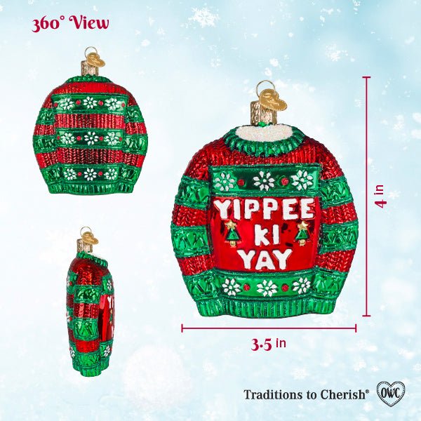 Yippee Ki Yay Sweater Ornament - Spandex PalaceOld World Christmas