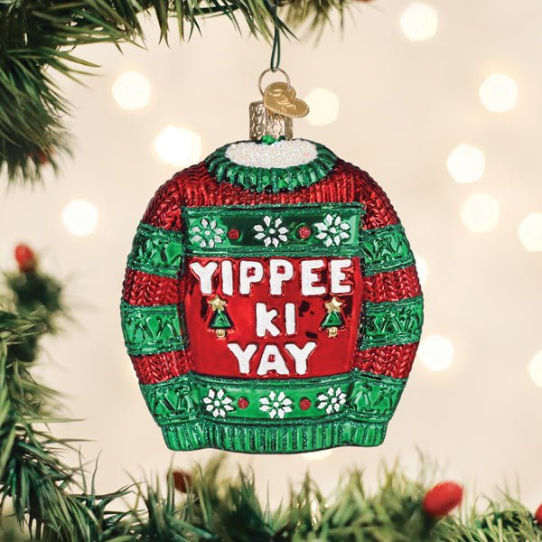 Yippee Ki Yay Sweater Ornament - Spandex PalaceOld World Christmas