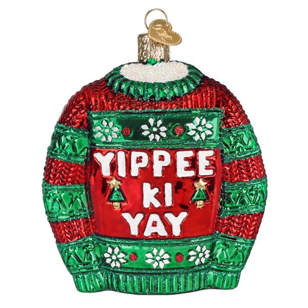 Yippee Ki Yay Sweater Ornament - Spandex PalaceOld World Christmas