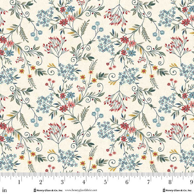 Blue Tender Vines Cotton 44"/45" Fabric Per Yard