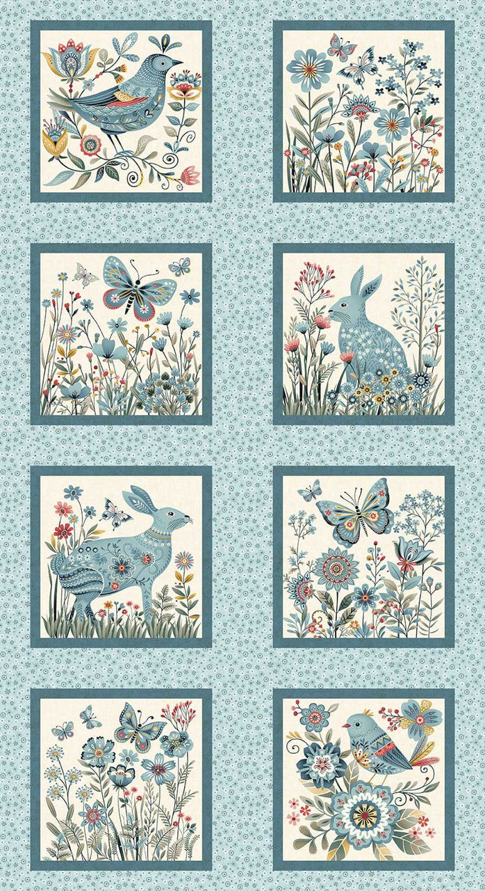Pale Blue Forest Blocks 24" Panel