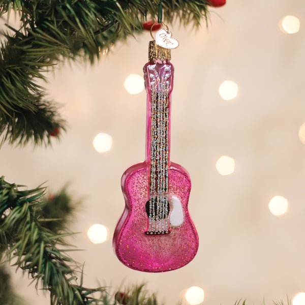 Glittered Glam Guitar Ornament - Spandex PalaceOld World Christmas