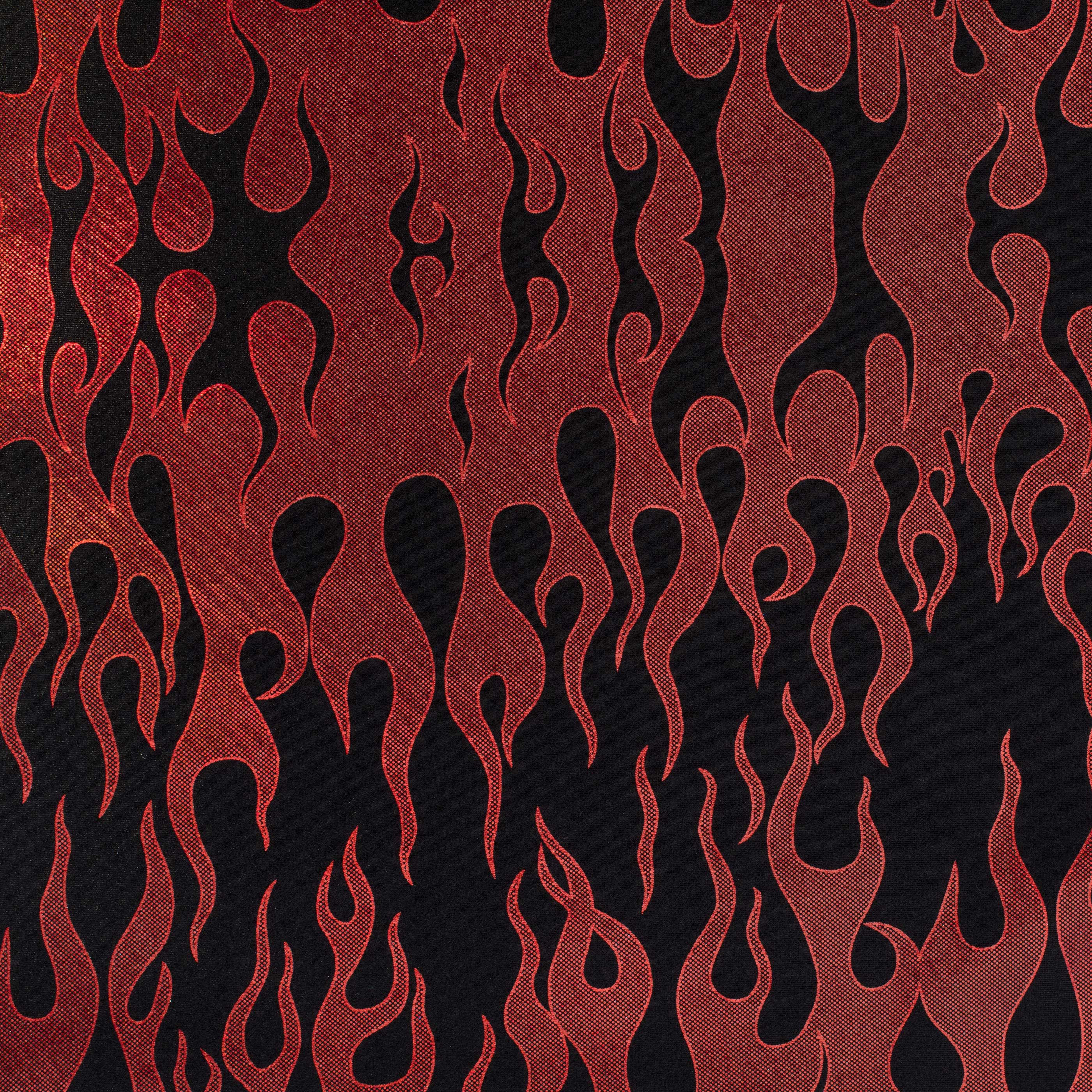 Nylon Spandex Hologram Flame Foil Fabric | Spandex Palace Black Red