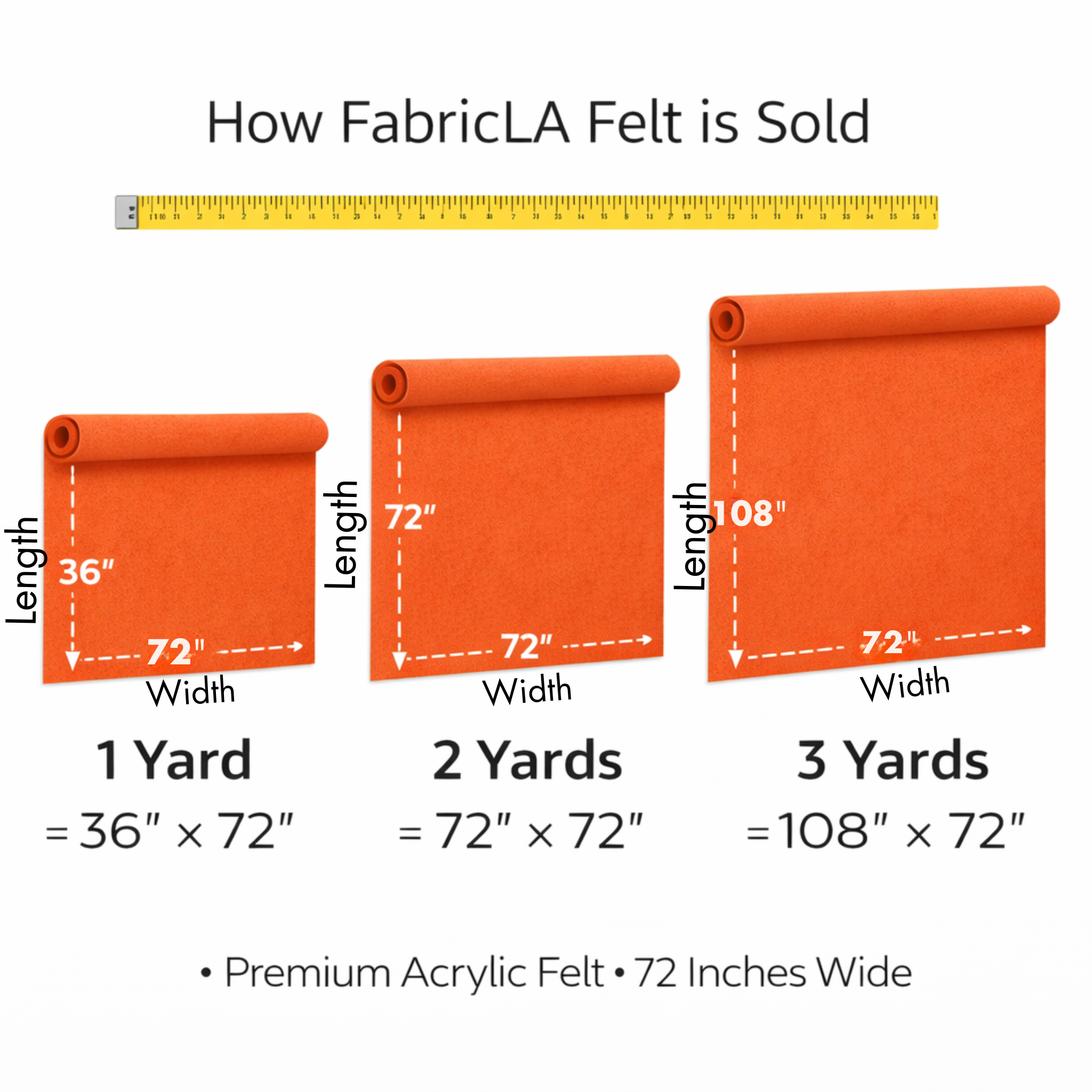 Acrylic Felt Fabric 1.6mm – Ivory 72" Wide, 160 GSM | By the Yard