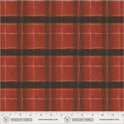 Window Pane Plaid Carn Red Cotton 43/44 Fabric Per Yard
