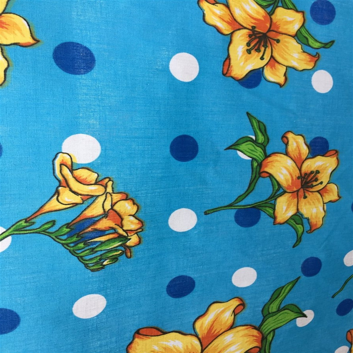 Lily Floral Polka Dot Print Poly Cotton Fabric