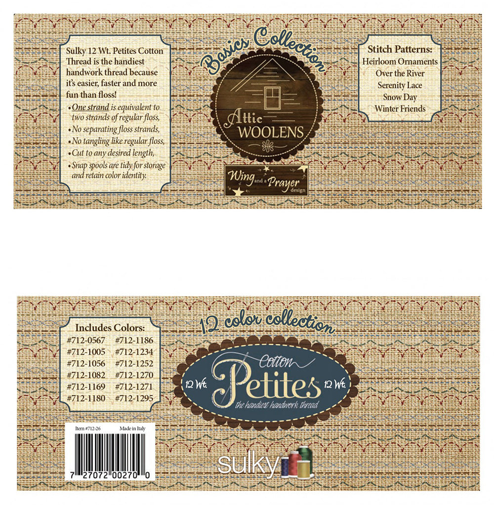 Sulky 12wt, Wing and A Prayer Thread Kit (12 spools) - 50yds