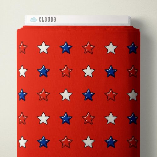 8-Bit Stars Red Pop Stars QC Cotton 44/45 Fabric Per Yard