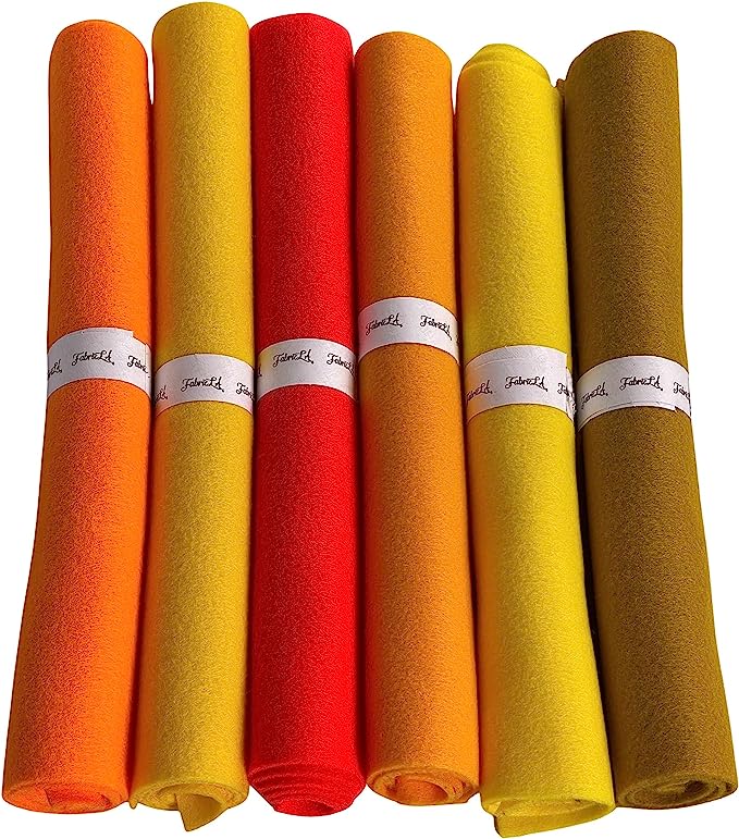 FabricLA Craft Felt Rolls 6 Pieces - 12" X 18" Inches Assorted Color Non-Woven Soft Felt Material - Acrylic Felt Roll for DIY Craftwork, Sewing and Patchwork - Imperial Yellows