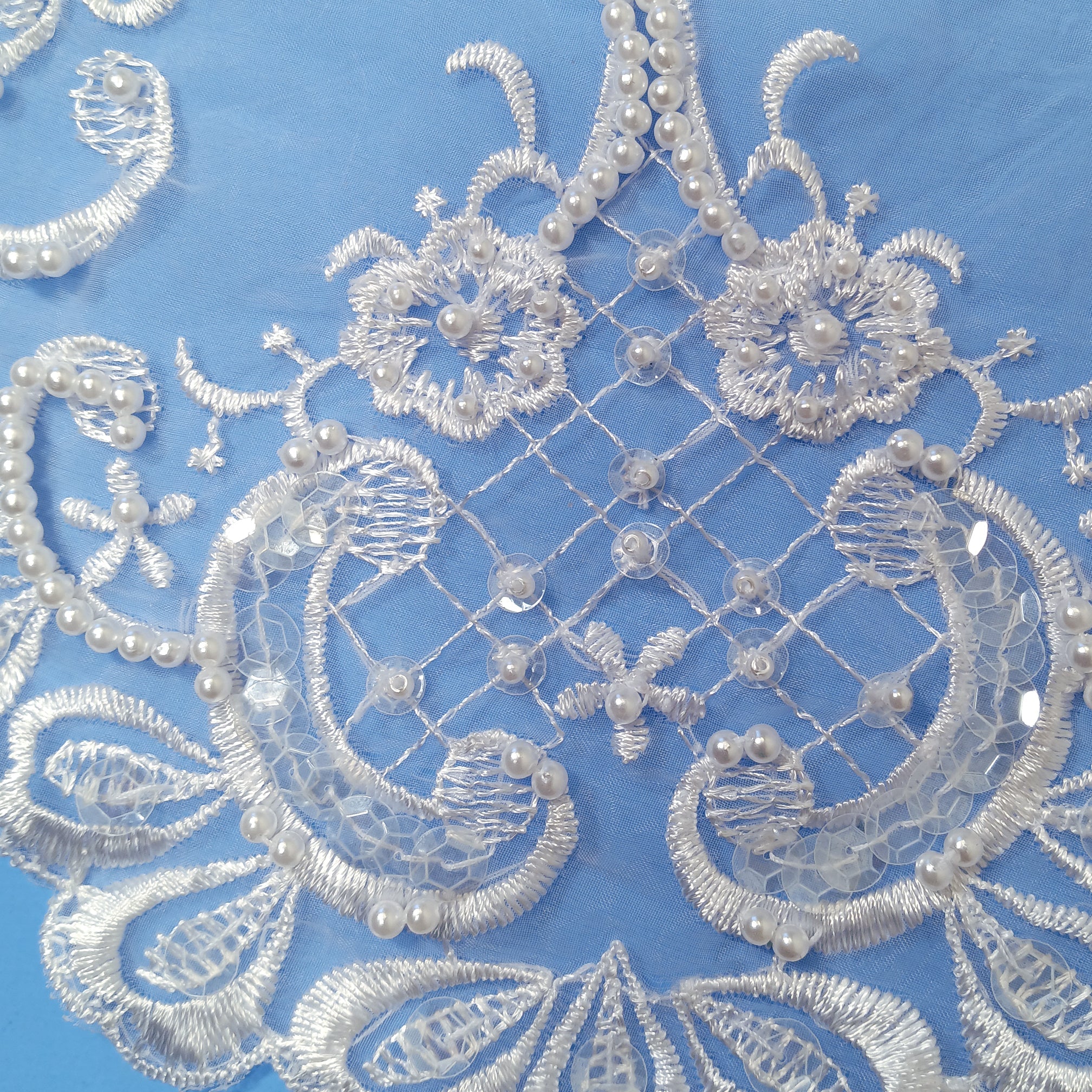 Beaded Lace Medallion Applique for Veils, Bridal & Quinceañera Gowns | Lace USA - 88040N-BP