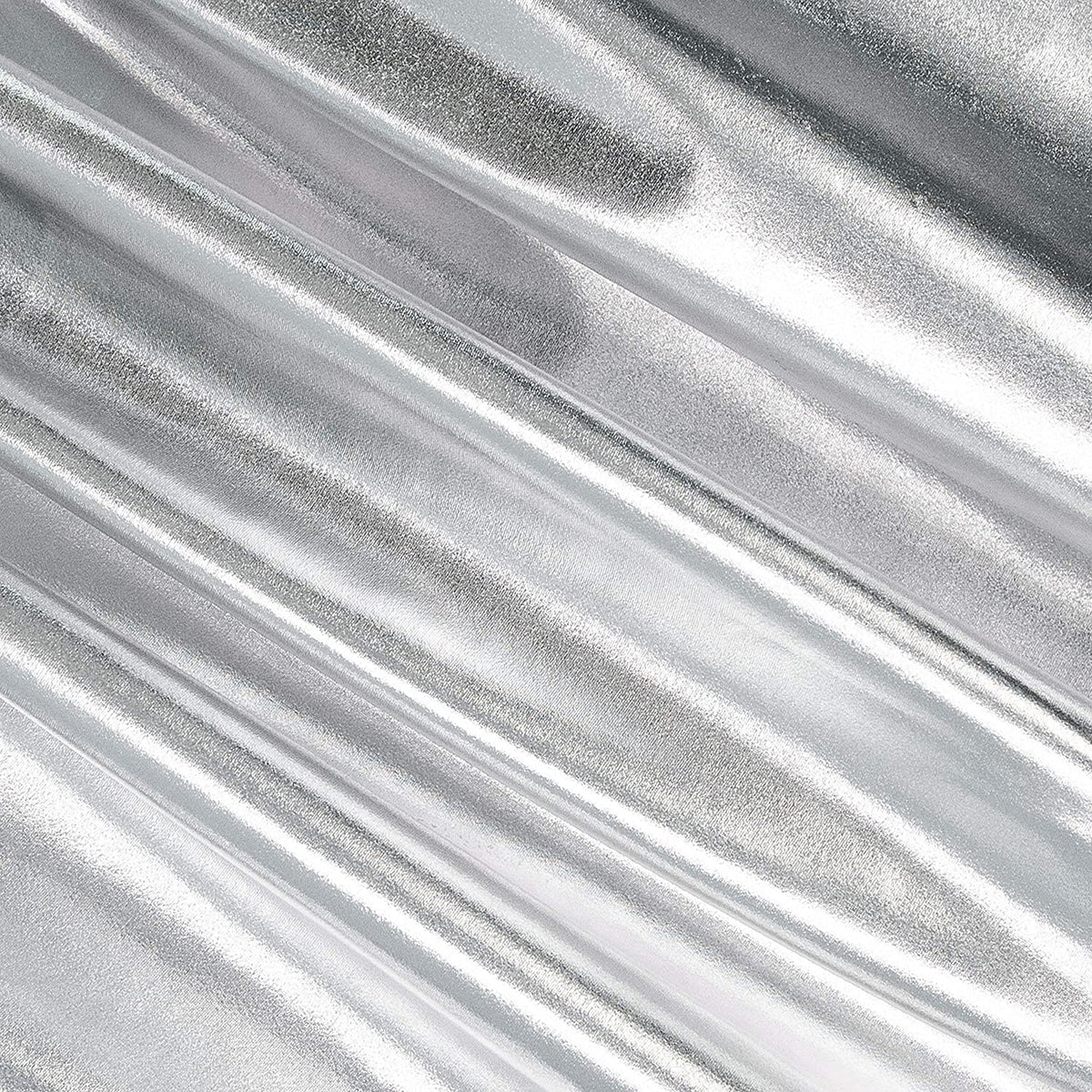 Metallic Foil Spandex Fabric by the Yard | 4-Way Stretch Lame | Silver