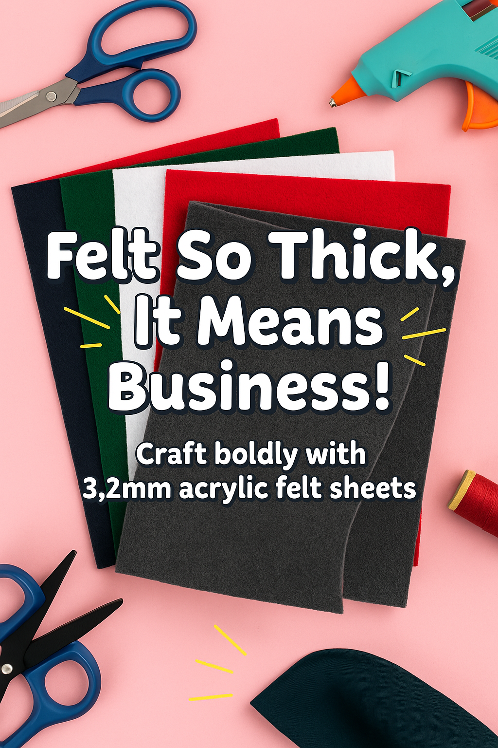 Acrylic Felt Sheets 9x12" – 3.2mm Thick Multi-Color Packs