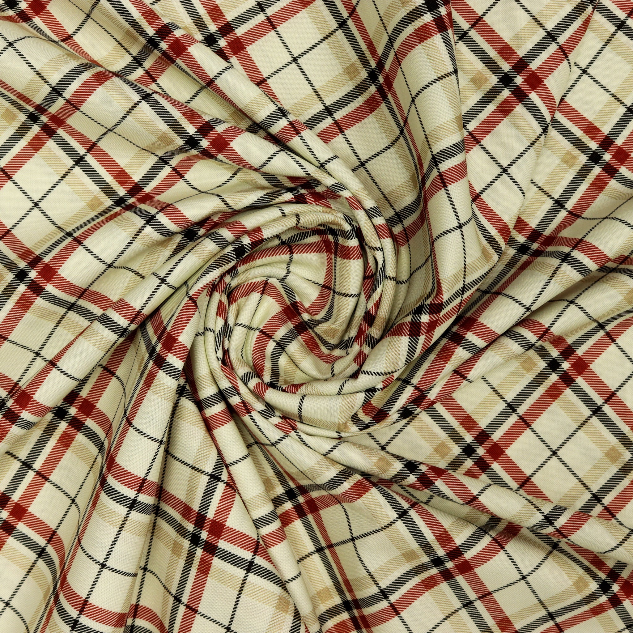 Tartan Plaid 108" Quilt Backing - Cream
