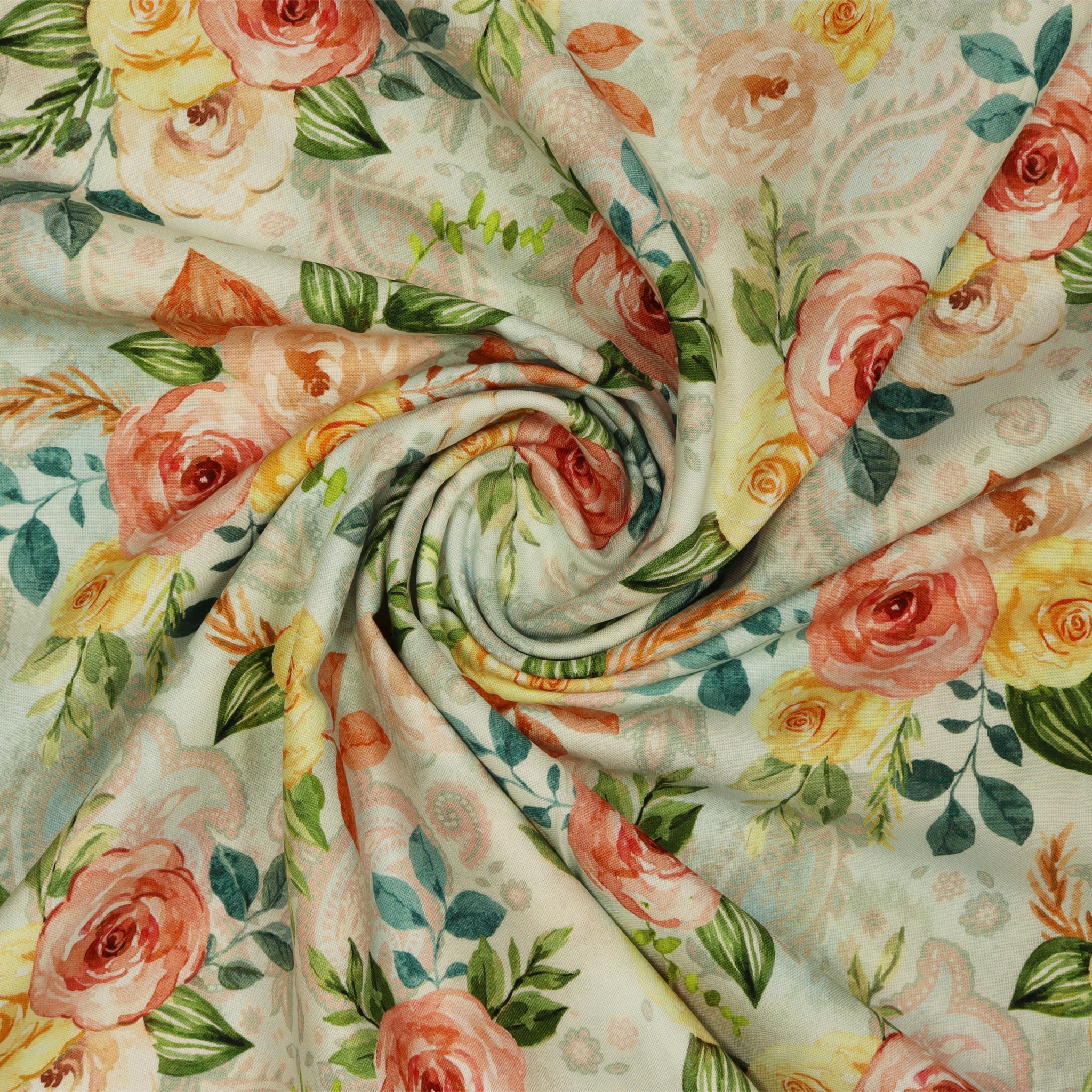 Gone Country 108" Quilt Backing - Country Time Roses Seafoam