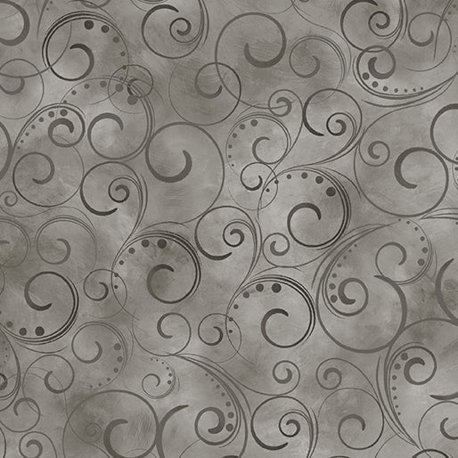 Swirling Splendor 108" Wide Quilt Backing - Gray Smoke