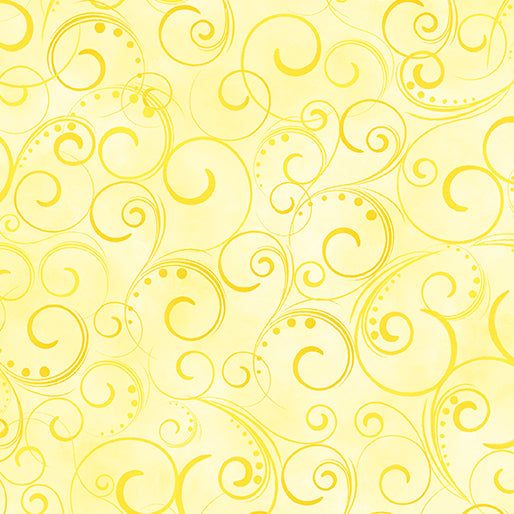 Swirling Splendor 108" Wide Quilt Backing - Light Yellow