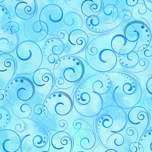 Swirling Splendor 108" Wide Quilt Backing - Blue