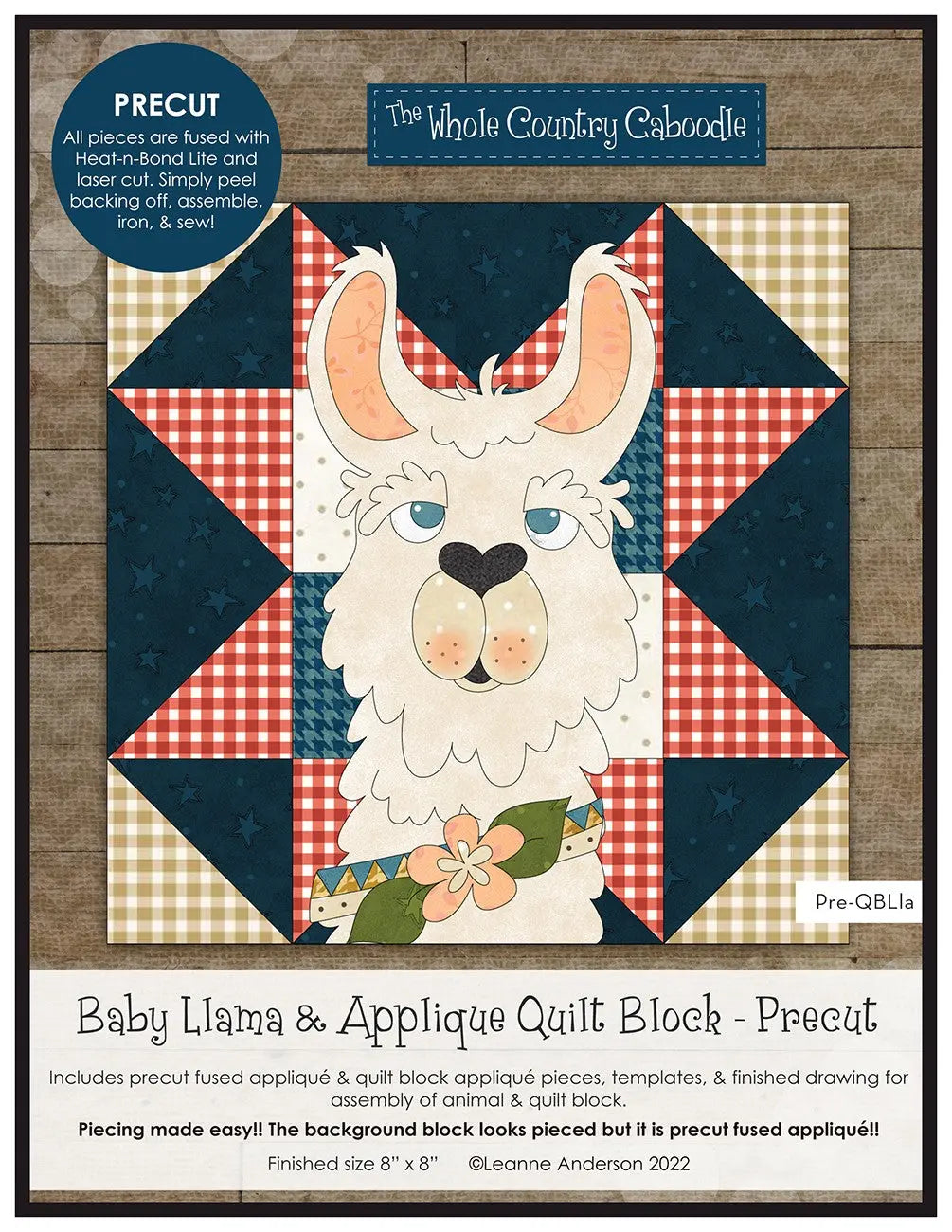 Baby Llama & Applique Quilt Block Precut Fused Applique Pack