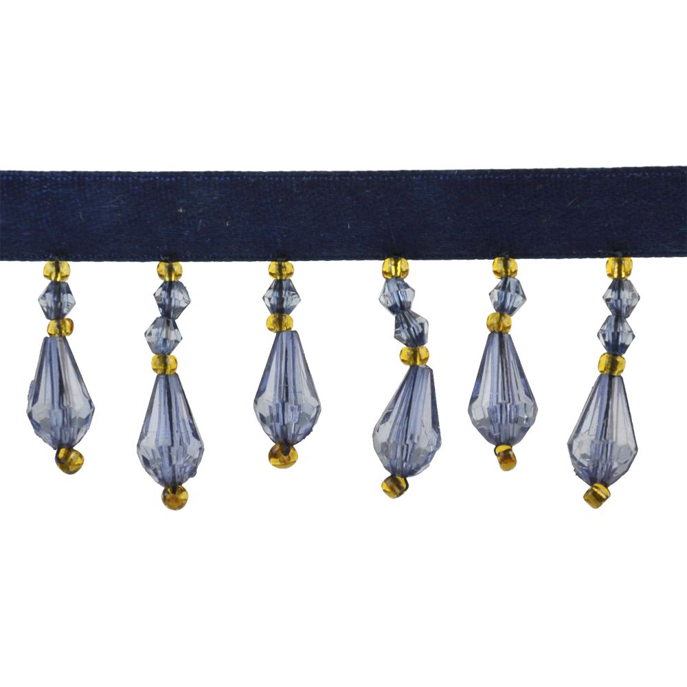 Beaded Fringe - 1 1/2" width (15 Yard Roll) - BB-902-04/10 Royal Blue and Gold
