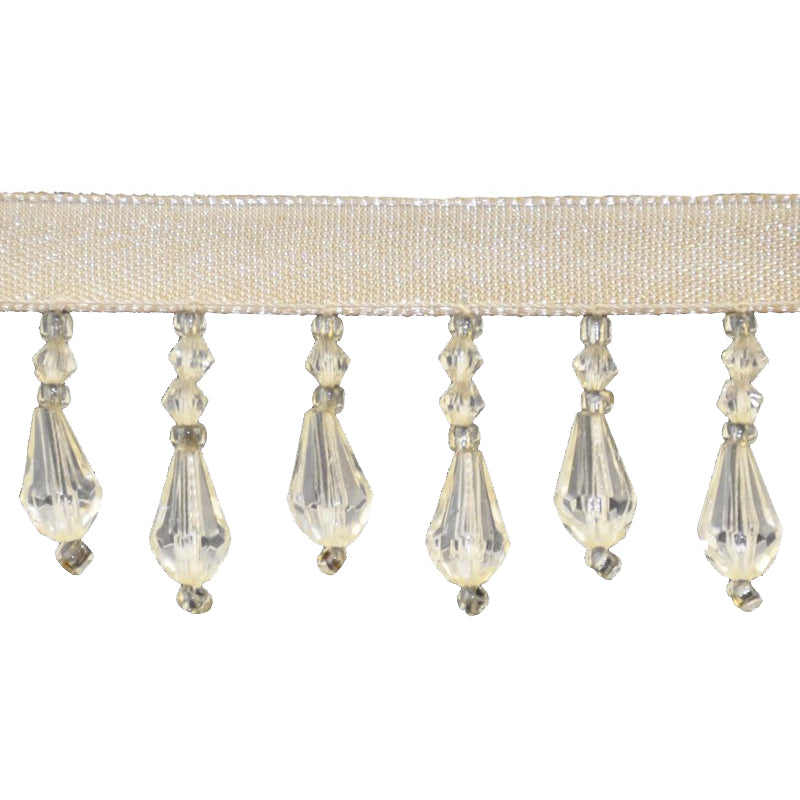 Beaded Fringe - 1 1/2" width (15 Yard Roll) - BB-902-24/11 Ivory and Silver
