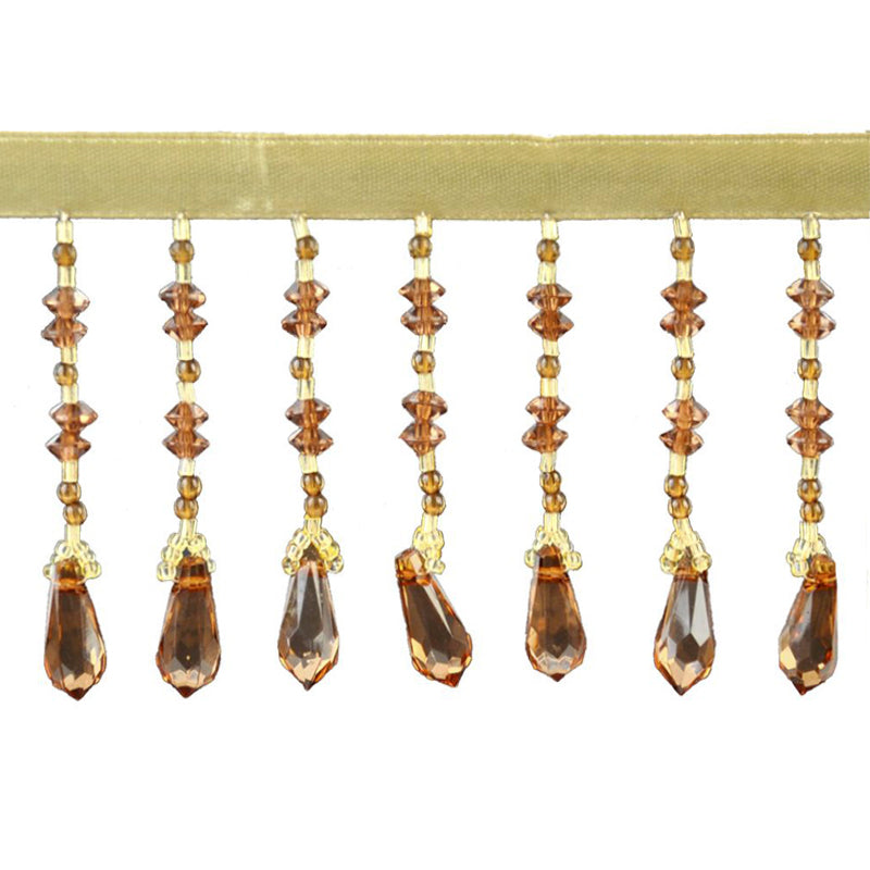 Beaded Fringe - 2 1/2" width (15 Yard Roll) - BB-905-16/10 Sable and Gold