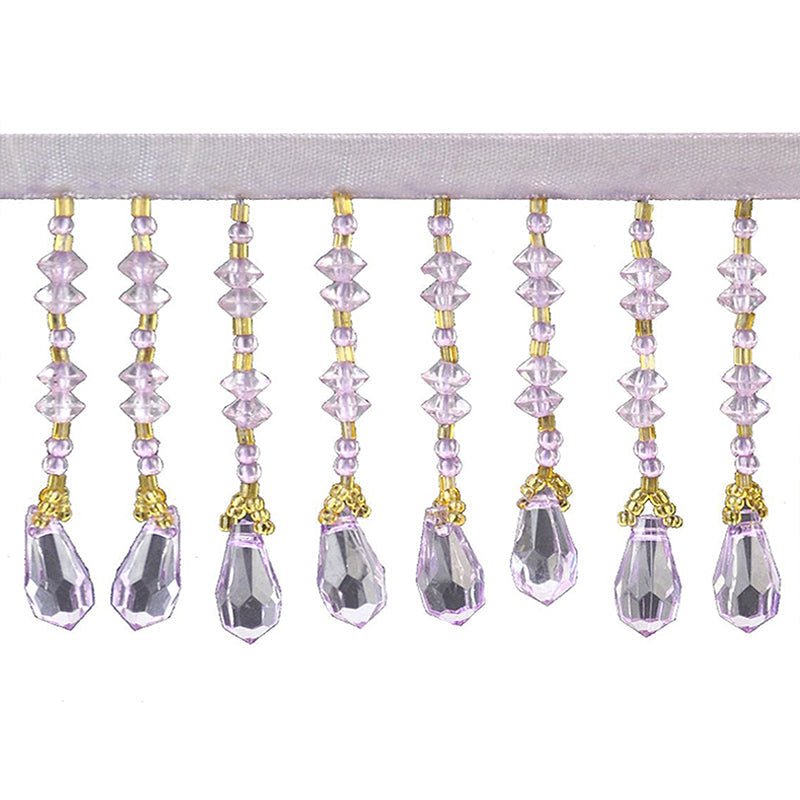 Beaded Fringe - 2 1/2" width (15 Yard Roll) - BB-905-21/10 Lilac and Gold