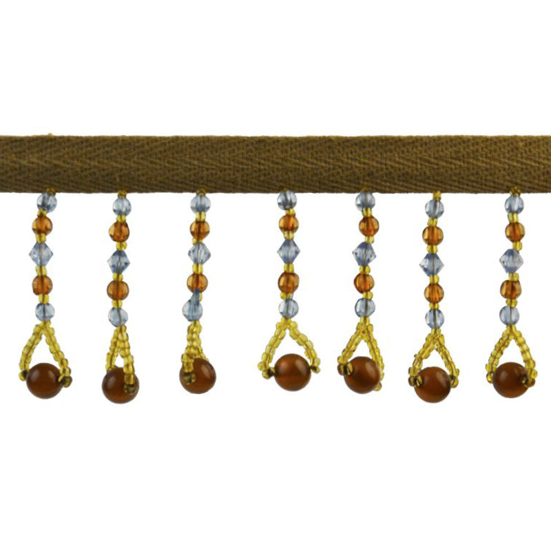 Beaded Fringe - 2" width (10 Yard Roll) - BB-932-11/38 Grey and Toffee