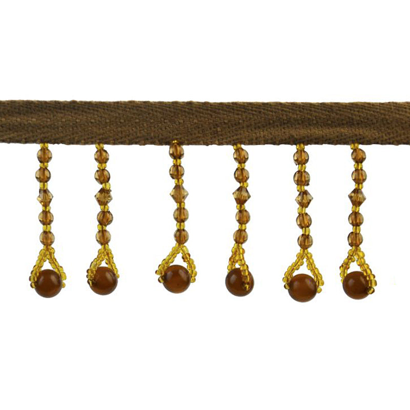 Beaded Fringe - 2" width (10 Yard Roll) - BB-932-16/10 Sable and Gold