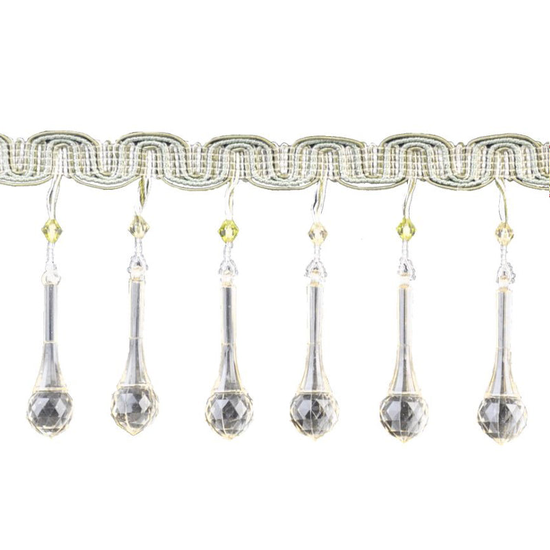 Beaded Fringe - 4" length (10 Yard Roll) - BB-988-14/24 Mint Green and Ivory