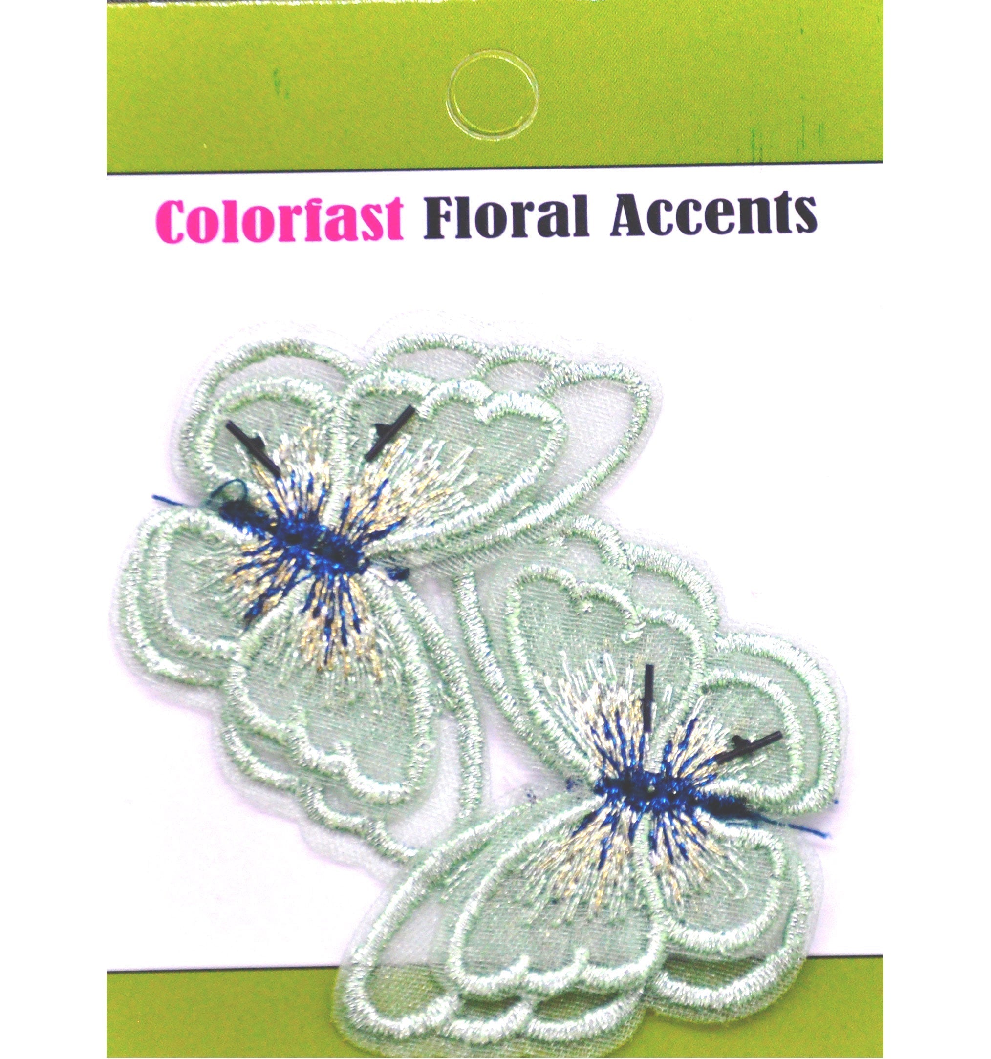 Belagio Enterprises - 2" Embroidered Butterfly Appliques - 12pcs Per Card (6 Cards Per Order) - BPP-N1-14 Green
