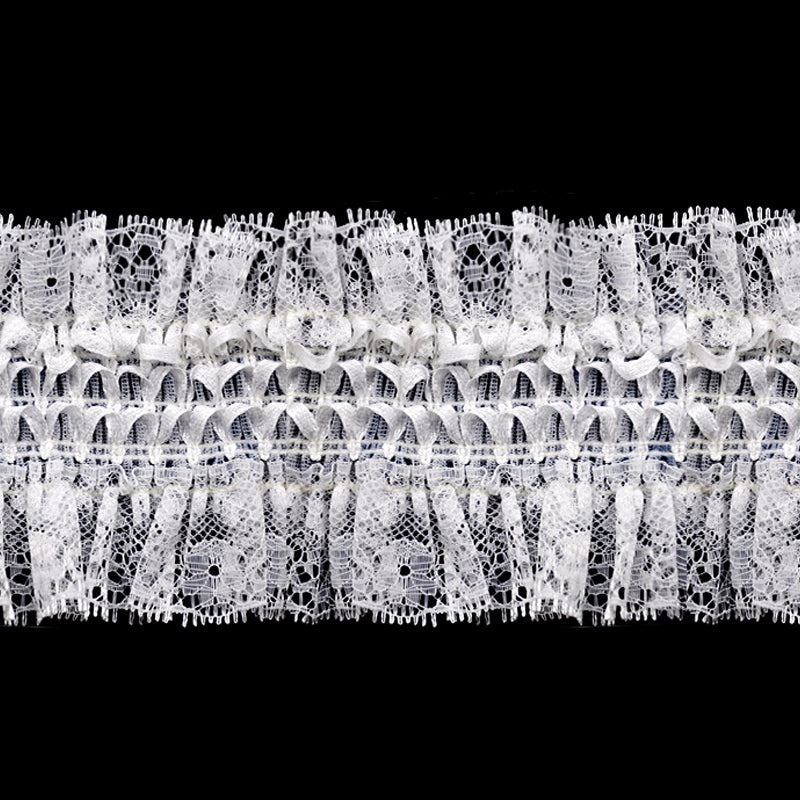 Belagio Enterprises - 3" Width Doubled Sided Gathered Lace (10 Yard Roll) - BRL-803-27 White