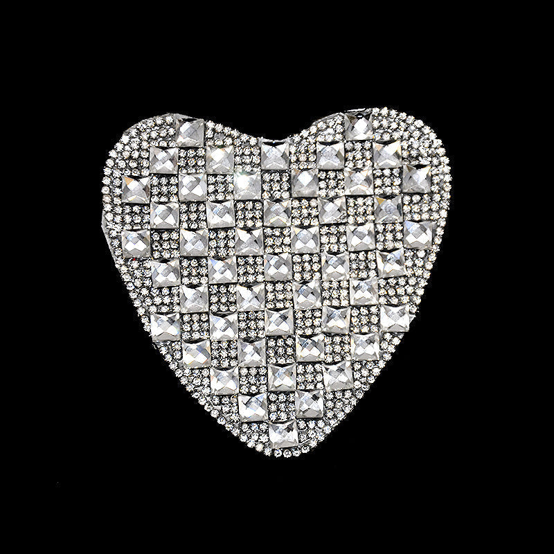 Belagio Enterprises - 3" Width Iron-On Heart Rhinestone Appliques - BRM-3