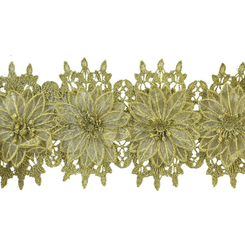 Belagio Enterprises - 5" Width Embossed Venice Flower Trim (15 Yard Roll) - BF-1352-10 Gold