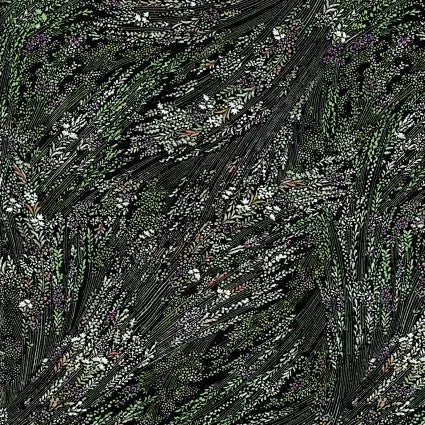 Black Meadow Breeze Cotton Wideback Fabric per yard